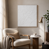 Fabric Sculptural White Hand-Painted Wall Art | Textured UK