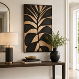 Canvas Gold Leaf Design Black Wall Art | Pine Frame UK