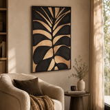Canvas Gold Leaf Design Black Wall Art | Pine Frame UK
