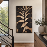 Canvas Gold Leaf Design Black Wall Art | Pine Frame UK