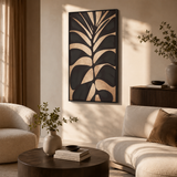 Canvas Gold Leaf Design Black Wall Art | Pine Frame UK