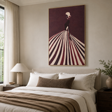 Canvas Hand-Painted Woman Silhouette Wall Art | Striped Dress UK