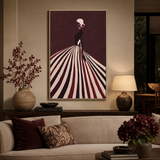 Canvas Hand-Painted Woman Silhouette Wall Art | Striped Dress UK