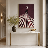 Canvas Hand-Painted Woman Silhouette Wall Art | Striped Dress UK