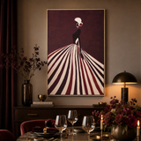 Canvas Hand-Painted Woman Silhouette Wall Art | Striped Dress UK