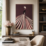 Canvas Hand-Painted Woman Silhouette Wall Art | Striped Dress UK