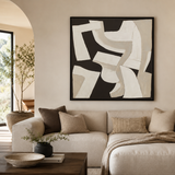 Canvas Textured Off-White Abstract Wall Art | Pine Frame UK