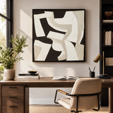 Canvas Textured Off-White Abstract Wall Art | Pine Frame UK