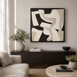 Canvas Textured Off-White Abstract Wall Art | Pine Frame UK