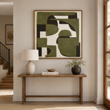 Canvas Textured Olive Green Abstract Wall Art | Pine Frame UK