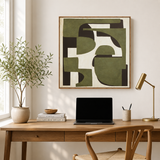 Canvas Textured Olive Green Abstract Wall Art | Pine Frame UK