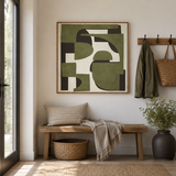Canvas Textured Olive Green Abstract Wall Art | Pine Frame UK
