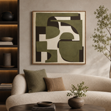 Canvas Textured Olive Green Abstract Wall Art | Pine Frame UK