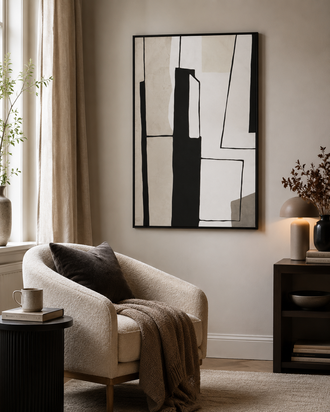 Canvas Framed London Monochrome Abstract Wall Art | Living Room UK
