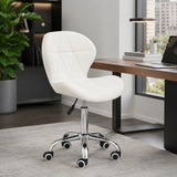 Velvet Quilted Kayla White Home Office Chair | Chrome Base UK
