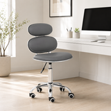 PU Leather Jaasiel Grey Home Office Chair | Swivel Castors UK