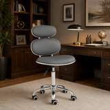 PU Leather Jaasiel Grey Home Office Chair | Swivel Castors UK