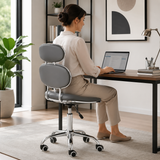 PU Leather Jaasiel Grey Home Office Chair | Swivel Castors UK