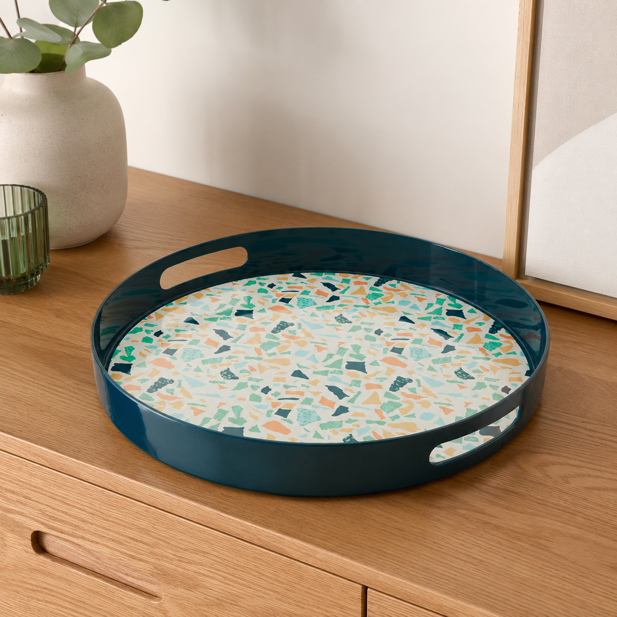 Melamine Terrazzo Pauline Round Serving Tray | Kitchen & Dining UK