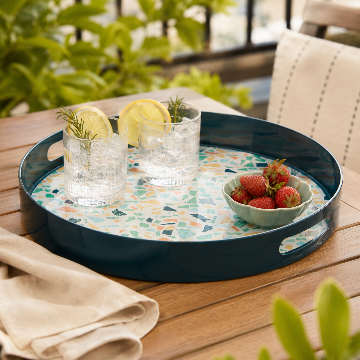 Melamine Terrazzo Pauline Round Serving Tray | Kitchen & Dining UK