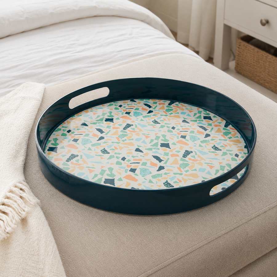 Melamine Terrazzo Pauline Round Serving Tray | Kitchen & Dining UK