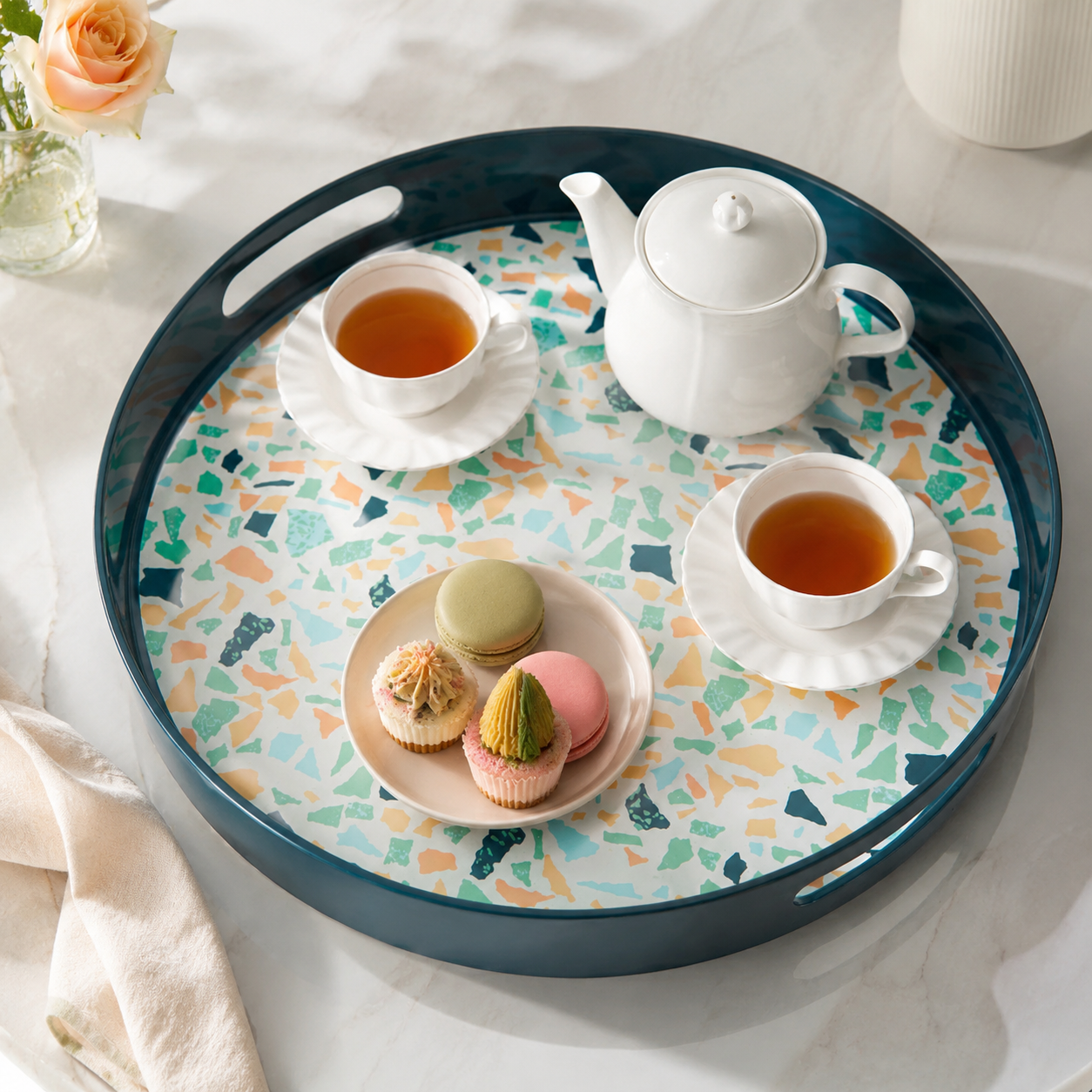 Melamine Terrazzo Pauline Round Serving Tray | Kitchen & Dining UK