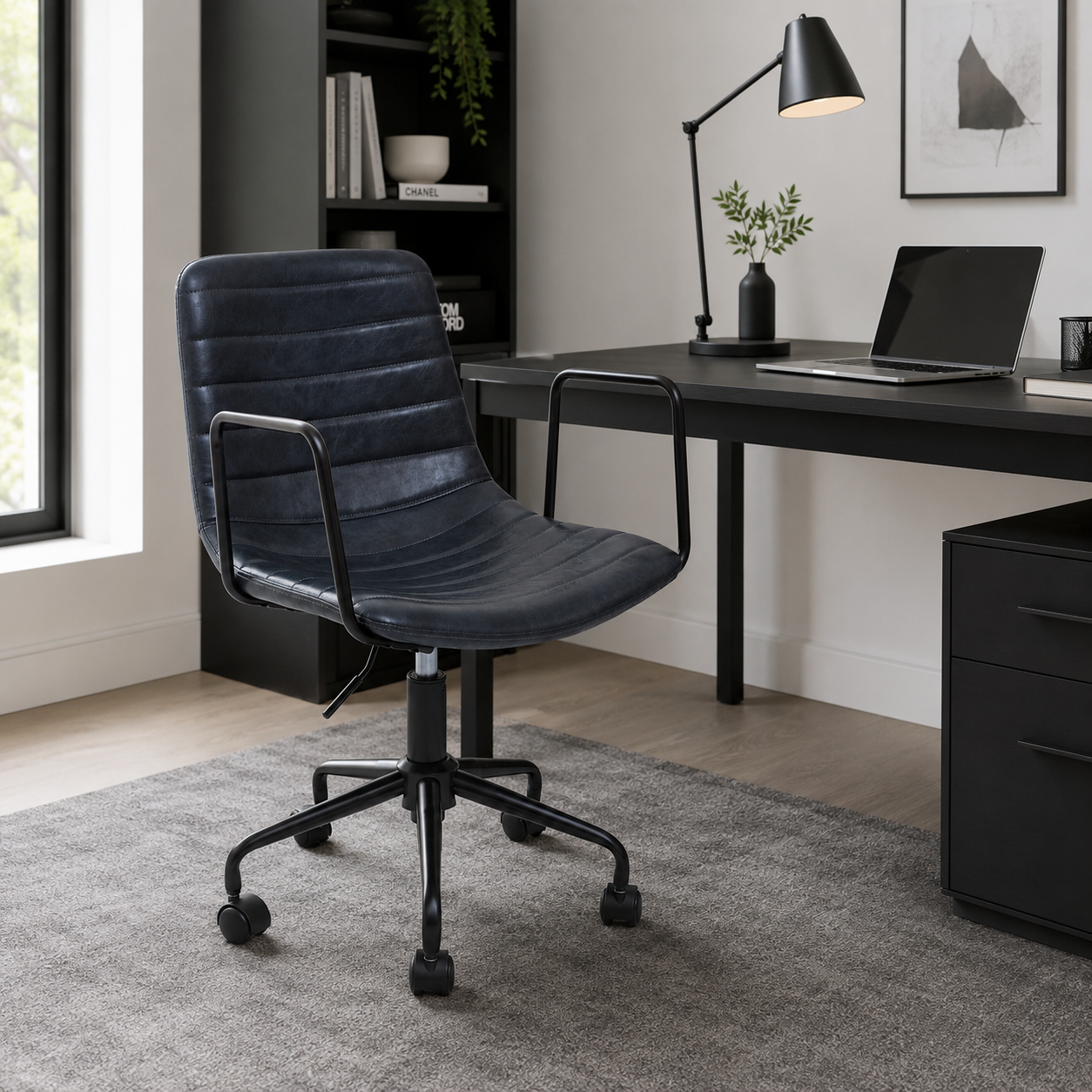 Ribbed Fabric Andre Grey Home Office Chair | Ergonomic Armrests UK