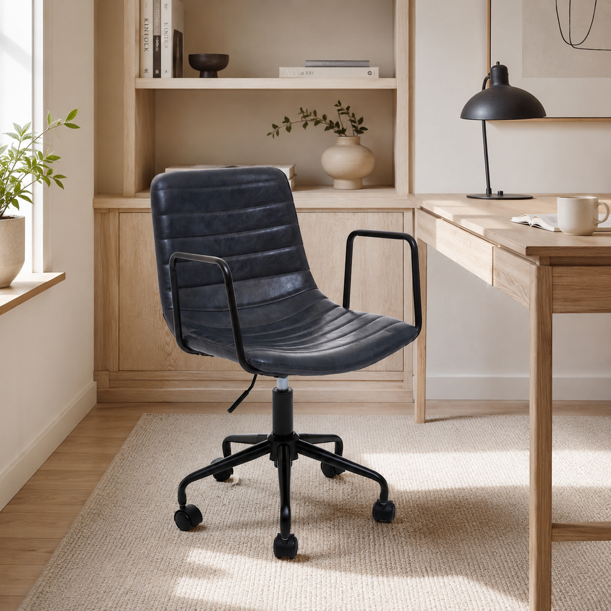 Ribbed Fabric Andre Grey Home Office Chair | Ergonomic Armrests UK