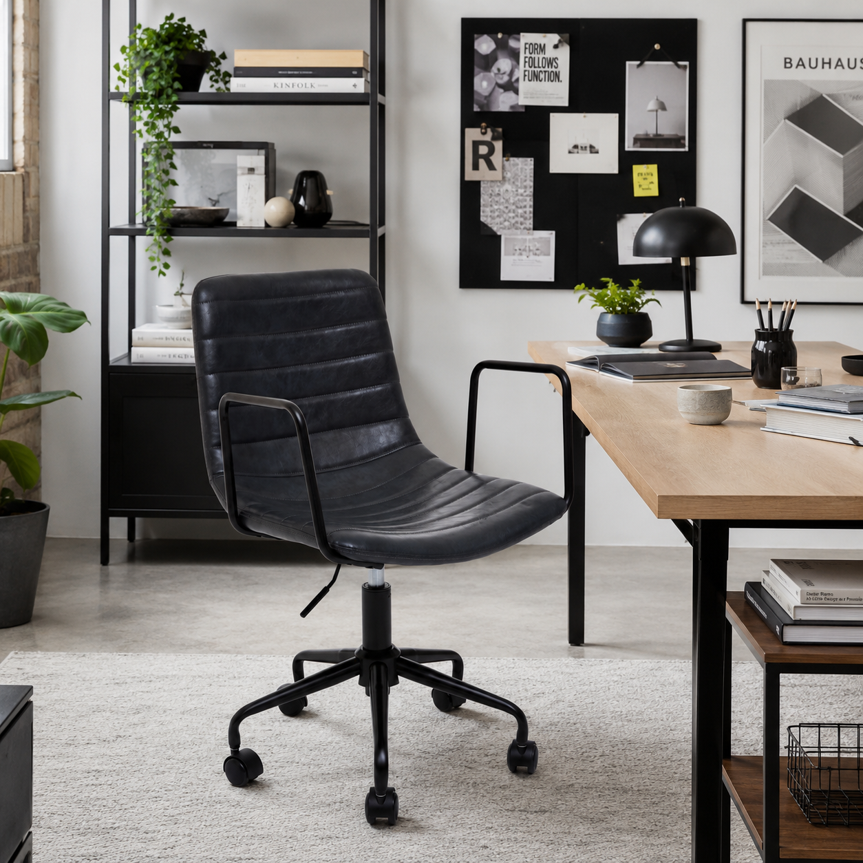 Ribbed Fabric Andre Grey Home Office Chair | Ergonomic Armrests UK