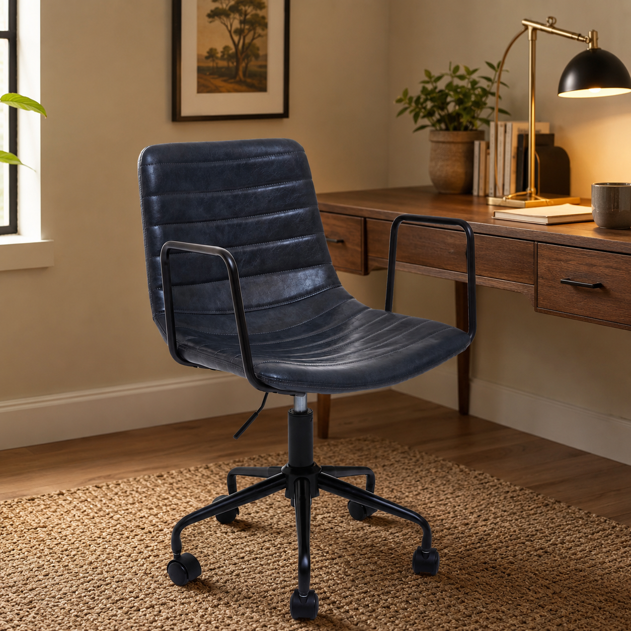 Ribbed Fabric Andre Grey Home Office Chair | Ergonomic Armrests UK