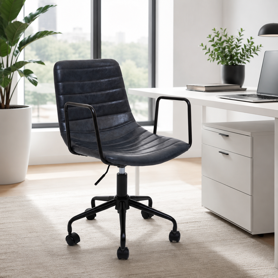 Ribbed Fabric Andre Grey Home Office Chair | Ergonomic Armrests UK