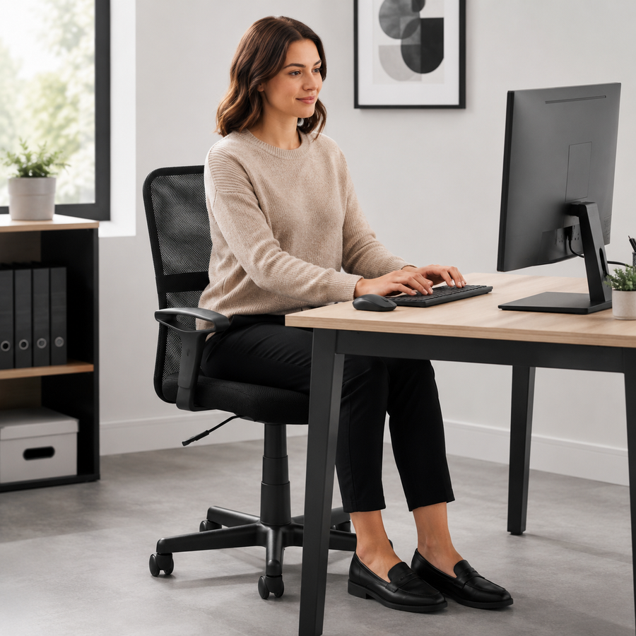 Breathable Mesh Andre Black Home Office Chair | Lumbar Support UK