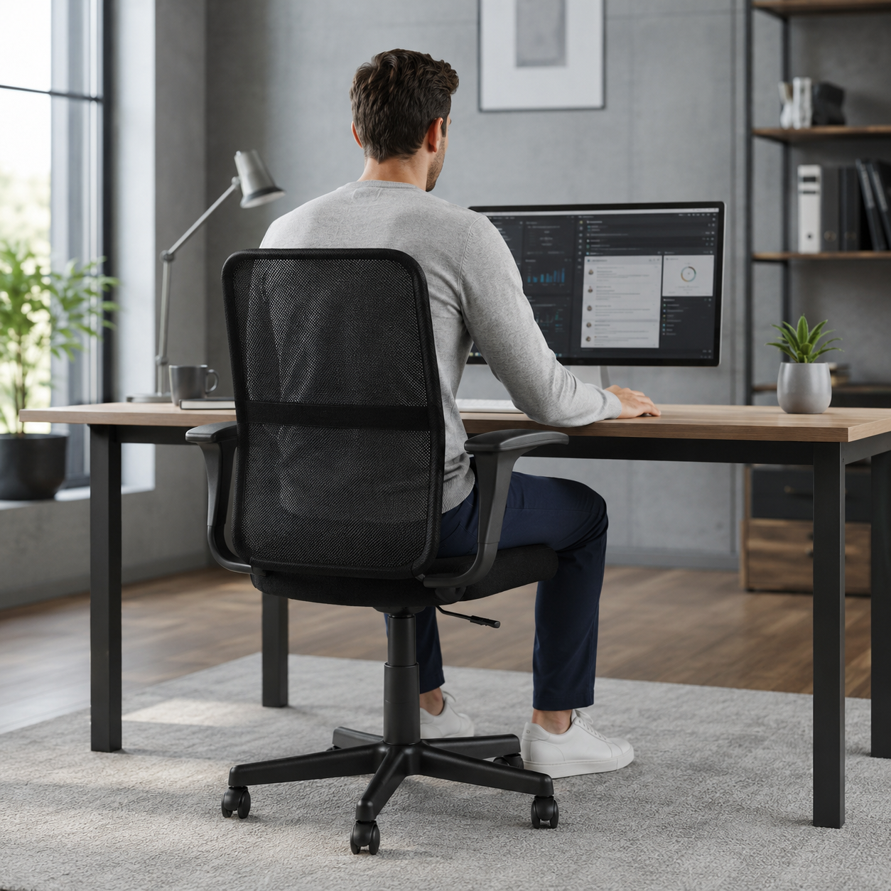 Breathable Mesh Andre Black Home Office Chair | Lumbar Support UK