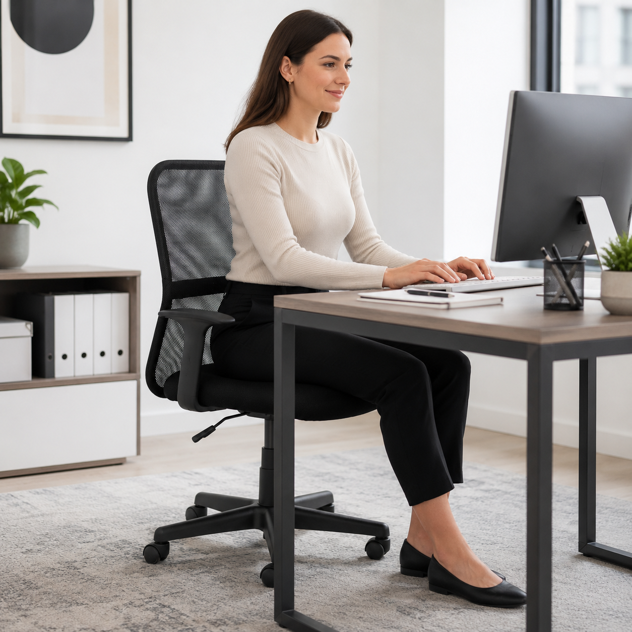 Breathable Mesh Andre Black Home Office Chair | Lumbar Support UK