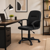 Faux Leather Mid-Back Andre Black Home Office Chair | Padded UK