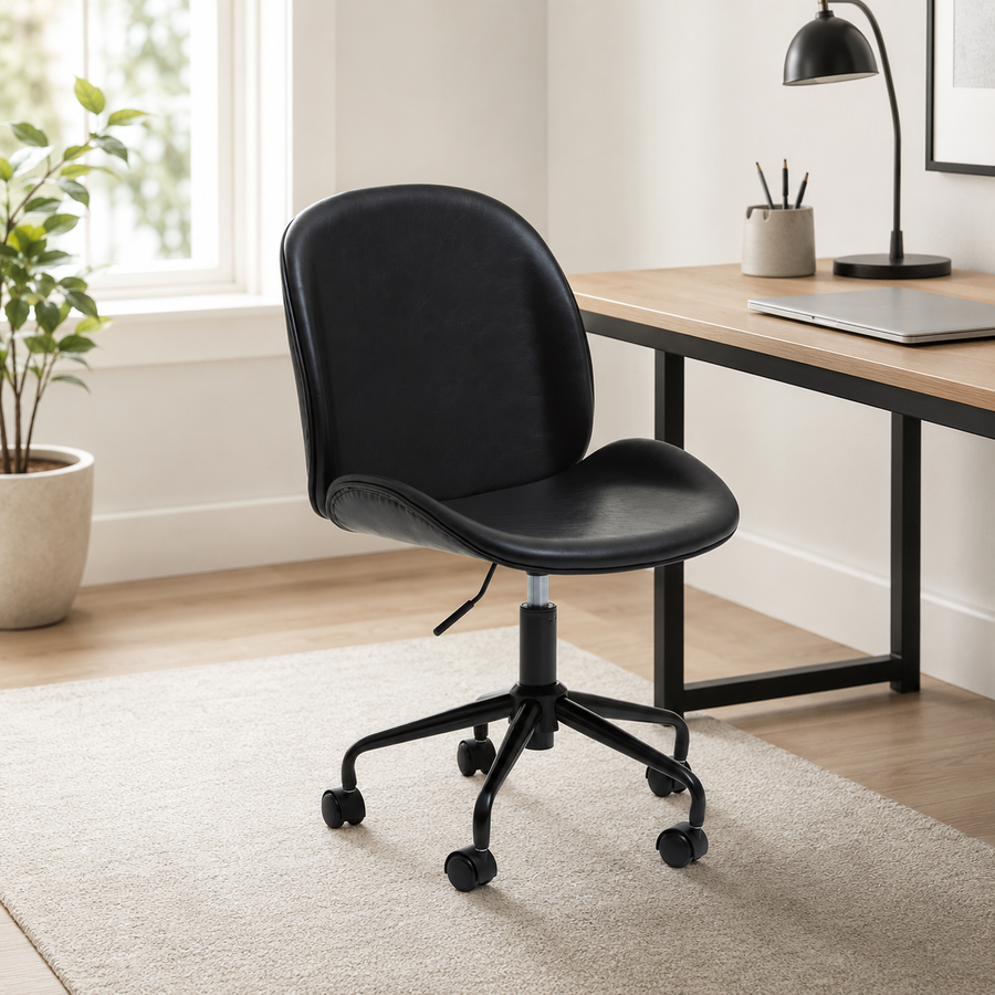 Metal Curved Andre Black Home Office Chair | Ergonomic Swivel UK