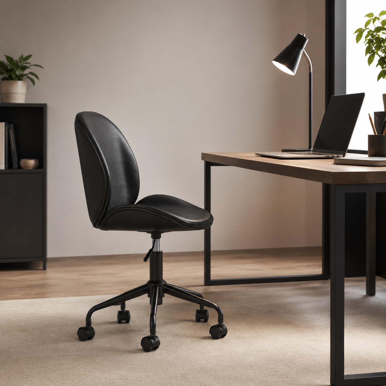 Metal Curved Andre Black Home Office Chair | Ergonomic Swivel UK