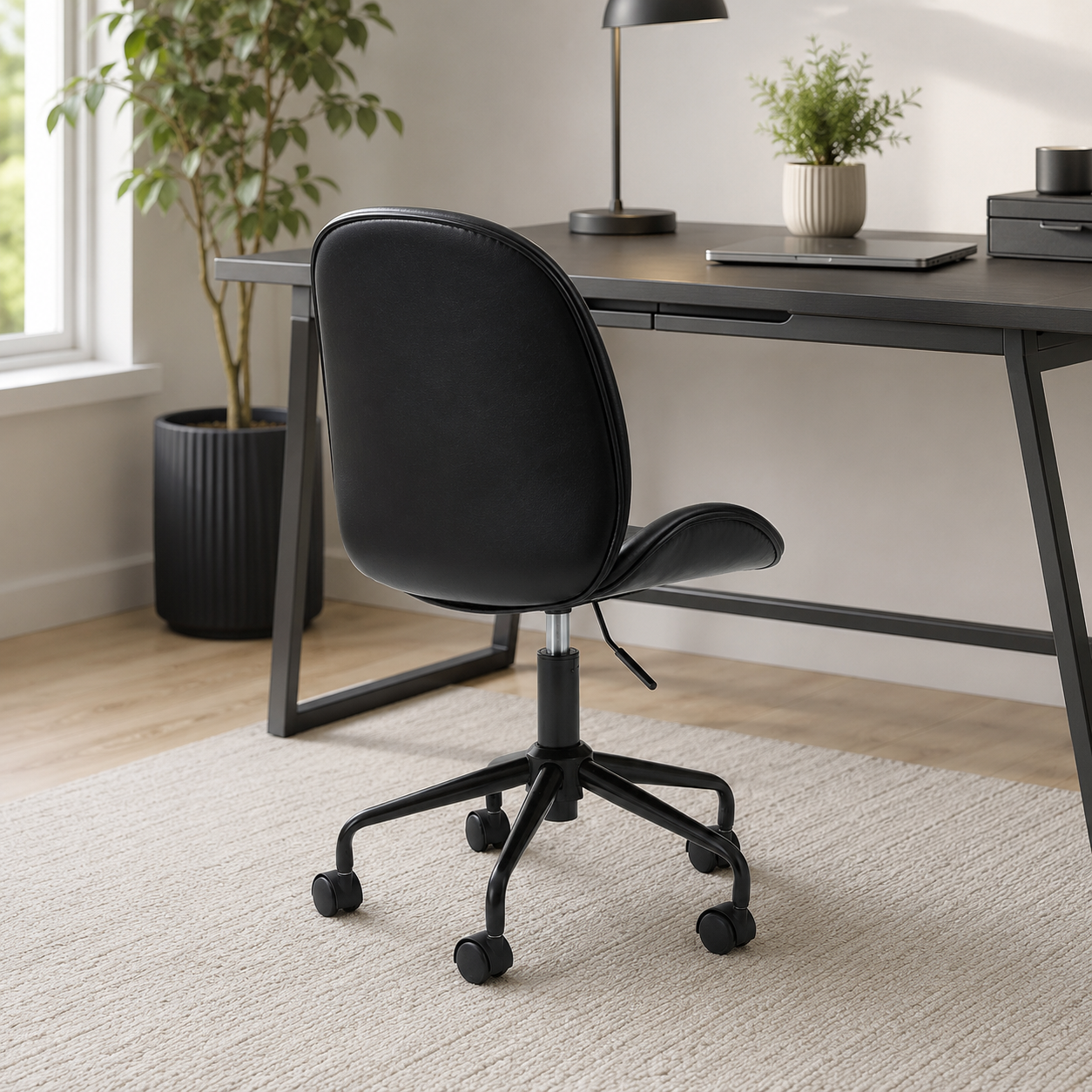 Metal Curved Andre Black Home Office Chair | Ergonomic Swivel UK