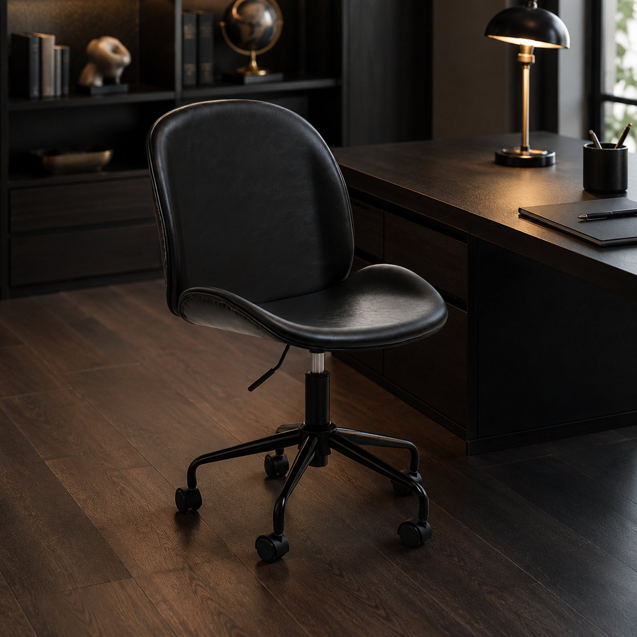Metal Curved Andre Black Home Office Chair | Ergonomic Swivel UK