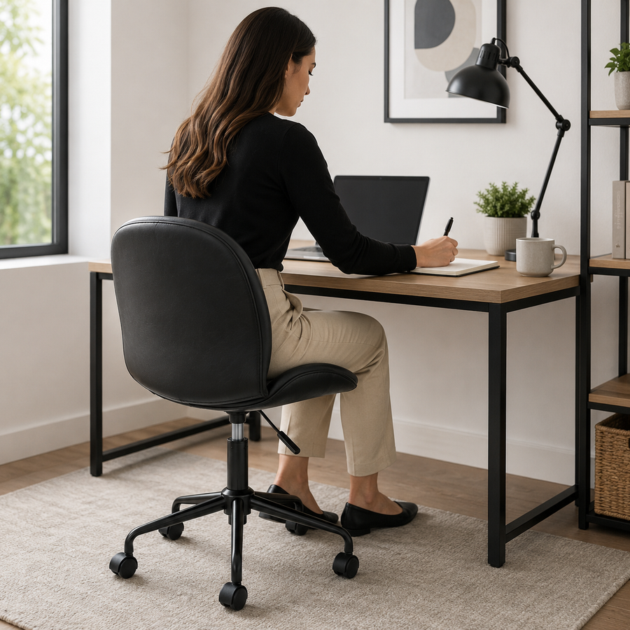 Metal Curved Andre Black Home Office Chair | Ergonomic Swivel UK