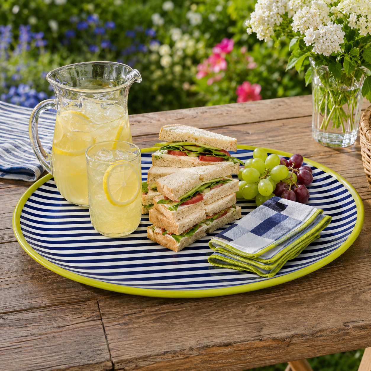 Plastic Dining Salome Colourful Stripe Tray | Indoor & Outdoor UK