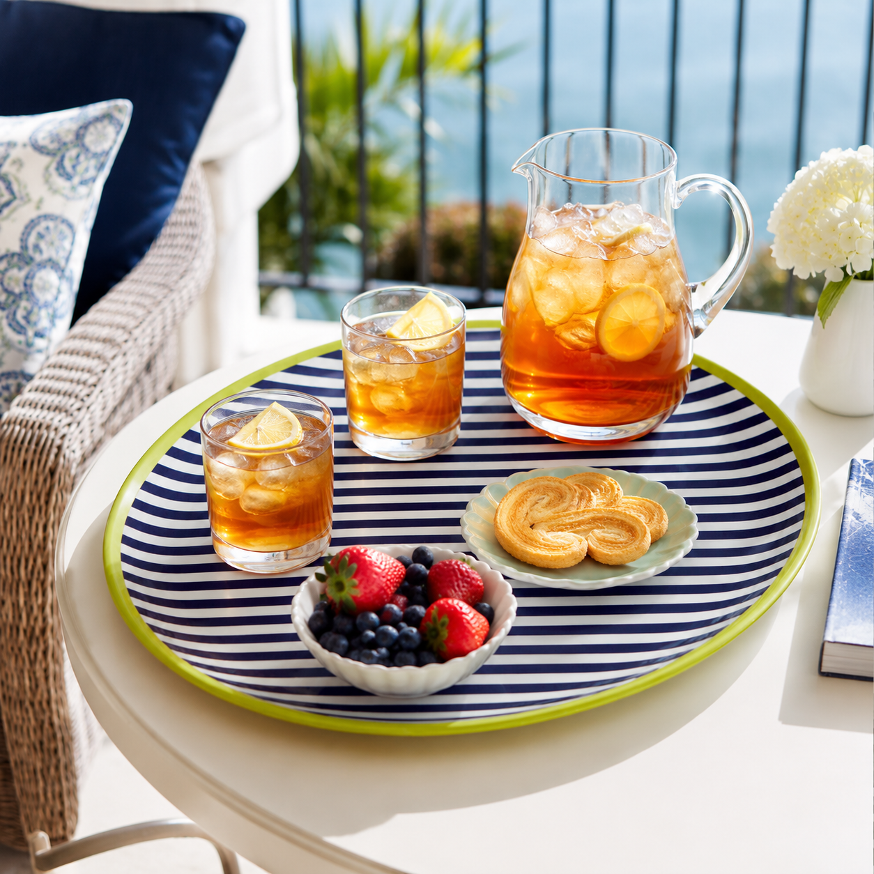 Plastic Dining Salome Colourful Stripe Tray | Indoor & Outdoor UK