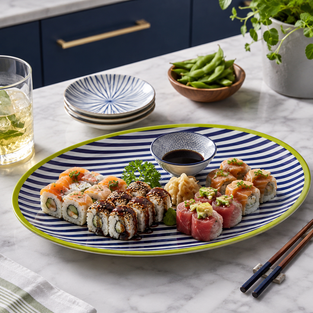 Plastic Dining Salome Colourful Stripe Tray | Indoor & Outdoor UK