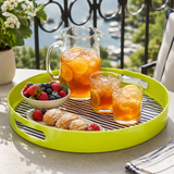 Plastic Dining Salome Stripe Tray With Handles | Indoor & Outdoor UK
