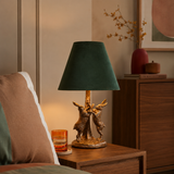 Bradley Antique Gold Hare Table Lamp Green Velvet Shade
