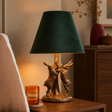 Bradley Antique Gold Hare Table Lamp Green Velvet Shade