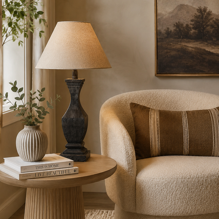 Pauline Fluted Wooden Table Lamp