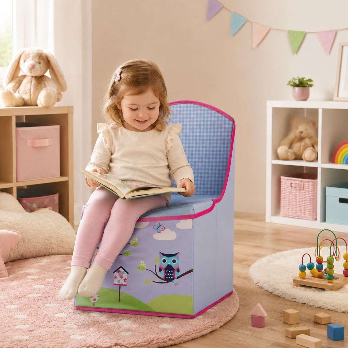 Mia Childrens Owl Design Storage Seat