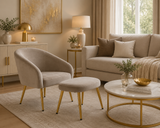 Eva Mink Velvet Chair And Footstool