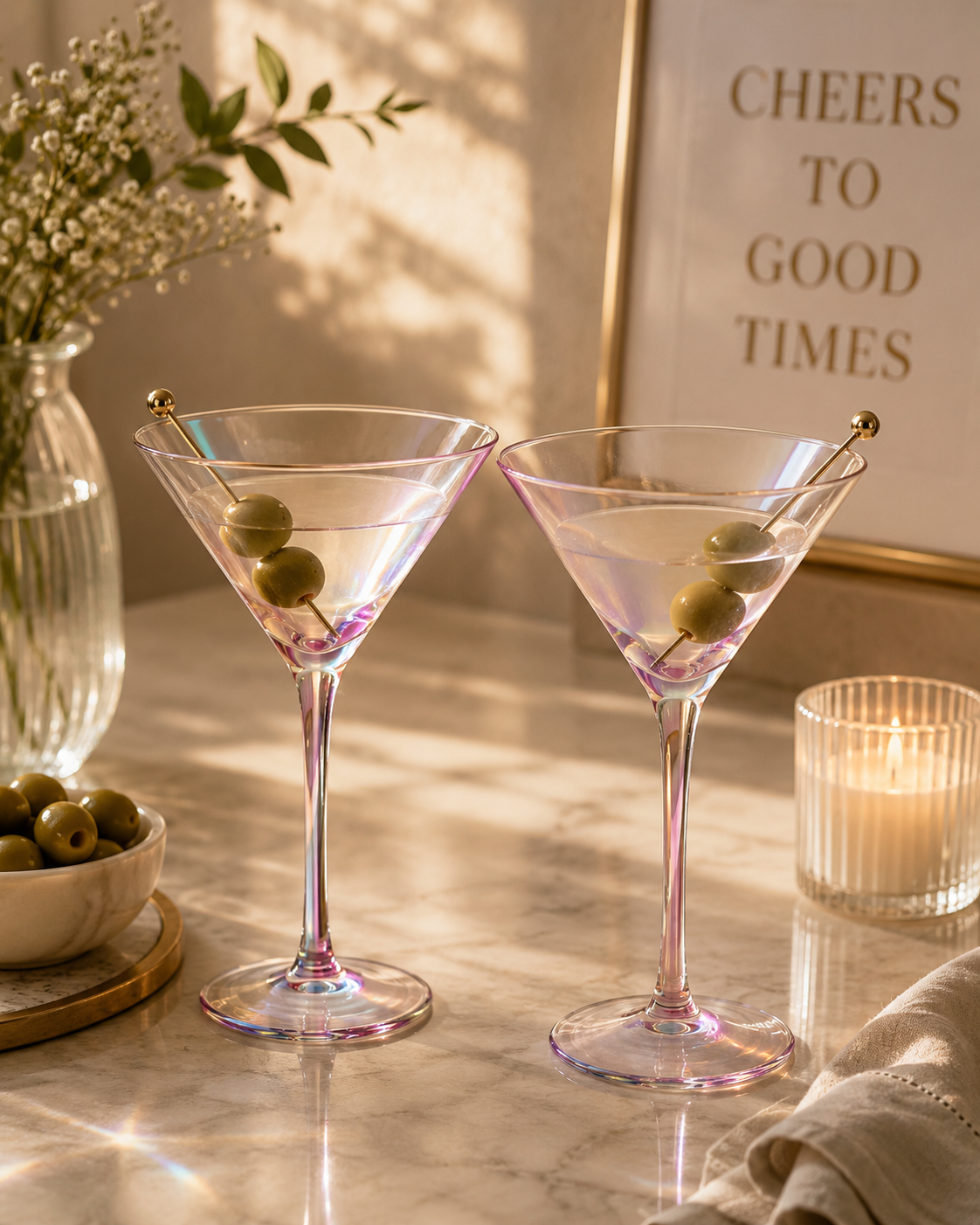 Rhianna Pink Frosted Deco Set of 2 Martini Glasses